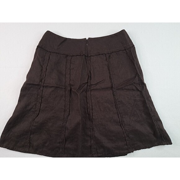 INC Black Professional Business Flare Skirt Brown 100% Linen Size 6P - Picture 4 of 6